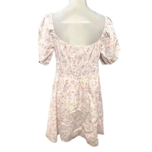 Elodie Pullover Mini Dress Floral Print Puff Sleeve Low Back Pink Size XL NWOT - Picture 4 of 8